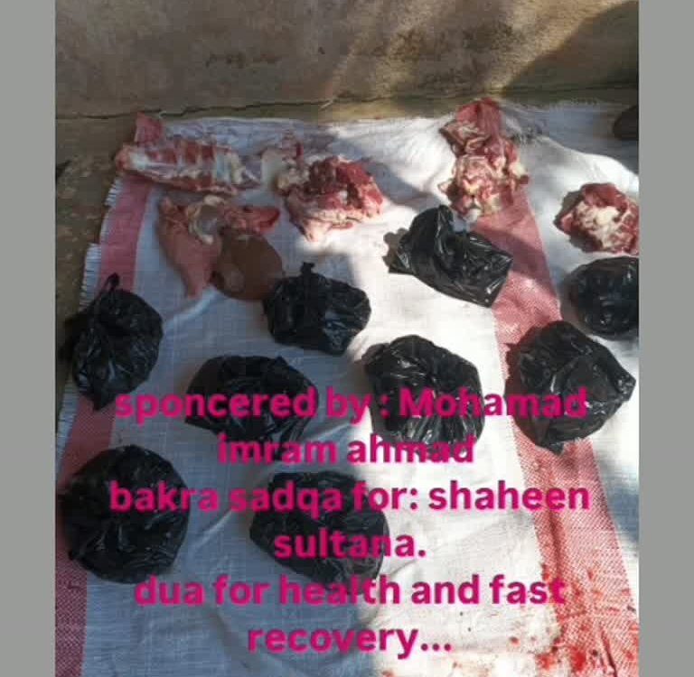 Bakra Sadaqah meat packed for distribution at Jharkhand Slum Basti